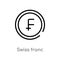 outline swiss franc vector icon. isolated black simple line element illustration from e-commerce and payment concept. editable