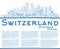 Outline Switzerland city skyline with blue buildings and copy space. Modern and historic architecture. Switzerland cityscape with