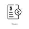 outline taxes vector icon. isolated black simple line element illustration from payment concept. editable vector stroke taxes icon