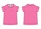 Outline technical sketch children`s t shirt in pink colors. Kids t-shirt design template