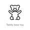 outline teddy bear toy vector icon. isolated black simple line element illustration from toys concept. editable vector stroke