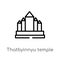 outline thatbyinnyu temple vector icon. isolated black simple line element illustration from monuments concept. editable vector