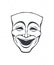 Outline of theatrical comedy mask. Vintage opera mask for happy actor. Face expresses positive emotion.