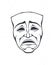 Outline of theatrical drama mask. Vintage opera mask for tragedy actor. Face expresses negative emotion.