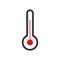 Outline thermometer icon. Red hot temperature symbol. Vector EPS 10 illustration