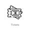 outline tickets vector icon. isolated black simple line element illustration from cinema concept. editable vector stroke tickets