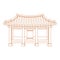 Outline Traditional Korean Hanok Vector Illustration