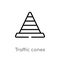 outline traffic cones vector icon. isolated black simple line element illustration from signaling concept. editable vector stroke