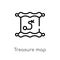 outline treasure map vector icon. isolated black simple line element illustration from literature concept. editable vector stroke