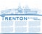 Outline Trenton New Jersey City Skyline with Blue Buildings and Copy Space