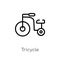 outline tricycle vector icon. isolated black simple line element illustration from kid and baby concept. editable vector stroke