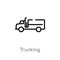 outline trucking vector icon. isolated black simple line element illustration from transport concept. editable vector stroke