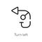 outline turn left vector icon. isolated black simple line element illustration from arrows concept. editable vector stroke turn