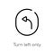 outline turn left only vector icon. isolated black simple line element illustration from user interface concept. editable vector