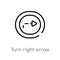 outline turn right arrow with broken line vector icon. isolated black simple line element illustration from user interface concept