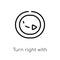 outline turn right with broken line vector icon. isolated black simple line element illustration from user interface concept.