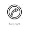 outline turn right vector icon. isolated black simple line element illustration from alert concept. editable vector stroke turn