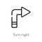 outline turn right vector icon. isolated black simple line element illustration from ultimate glyphicons concept. editable vector