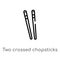 outline two crossed chopsticks from japan vector icon. isolated black simple line element illustration from tools and utensils