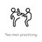 outline two men practicing karate vector icon. isolated black simple line element illustration from sports concept. editable