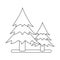 Outline two pine tree forest camping icon