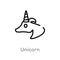 outline unicorn vector icon. isolated black simple line element illustration from literature concept. editable vector stroke