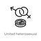 outline united heterosexual vector icon. isolated black simple line element illustration from medical concept. editable vector