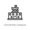 outline university campus vector icon. isolated black simple line element illustration from buildings concept. editable vector