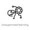 outline unsupervised learning vector icon. isolated black simple line element illustration from artificial intellegence concept.