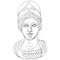 Outline vector illustration of portrait of Athena. Black and white line art  of antique sculpture