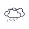 Outline vector weather app icon. Meteorological symbol of cloudy rain