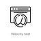outline velocity test vector icon. isolated black simple line element illustration from marketing concept. editable vector stroke