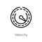 outline velocity vector icon. isolated black simple line element illustration from big data concept. editable vector stroke