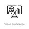 outline video conference vector icon. isolated black simple line element illustration from strategy concept. editable vector