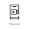 outline videocall vector icon. isolated black simple line element illustration from mobile app concept. editable vector stroke