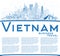 Outline Vietnam City Skyline with Blue Buildings and Copy Space