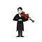 Outline Violinist man character playing music. Musican playing on musical instruments. Violin player