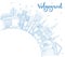 Outline Volgograd Russia City Skyline with Blue Buildings and Co