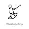 outline wakeboarding vector icon. isolated black simple line element illustration from free time concept. editable vector stroke