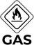 Outline of warning sign with flame and gas. Warning symbol with fire, flammable substance