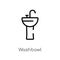 outline washbowl vector icon. isolated black simple line element illustration from hygiene concept. editable vector stroke