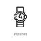 outline watches vector icon. isolated black simple line element illustration from free time concept. editable vector stroke