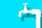 Outline of a water brass faucet  on solid color background - concept image with copy space