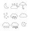 Outline weather icons flat vector illustration isolated