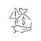Outline web corruption icons such as briefcase, money, bailment, arrest, fake news, no money laundering, capitalism, steal vector