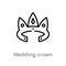 outline wedding crown vector icon. isolated black simple line element illustration from birthday party and wedding concept.