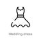 outline wedding dress vector icon. isolated black simple line element illustration from birthday party and wedding concept.