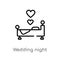 outline wedding night vector icon. isolated black simple line element illustration from shapes concept. editable vector stroke