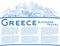 Outline Welcome to Greece City Skyline with Blue Buildings and Copy Space