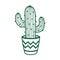 Outline Western Carnegiea. Green Saguaro. Vector illustration